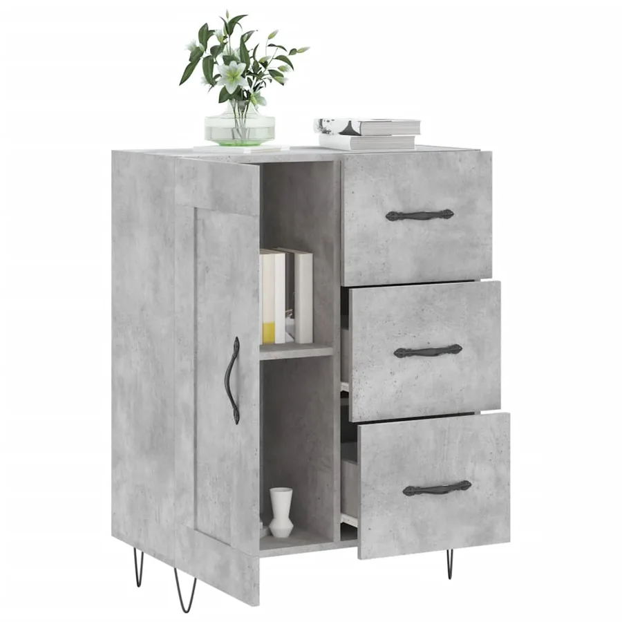 Buffet gris béton 69,5x34x90 cm bois d'ingénierie - 4