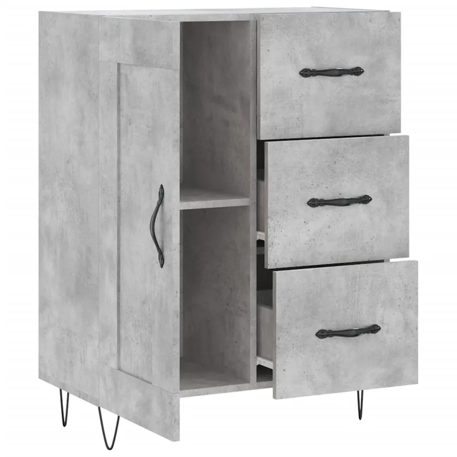 Buffet gris béton 69,5x34x90 cm bois d'ingénierie - 6