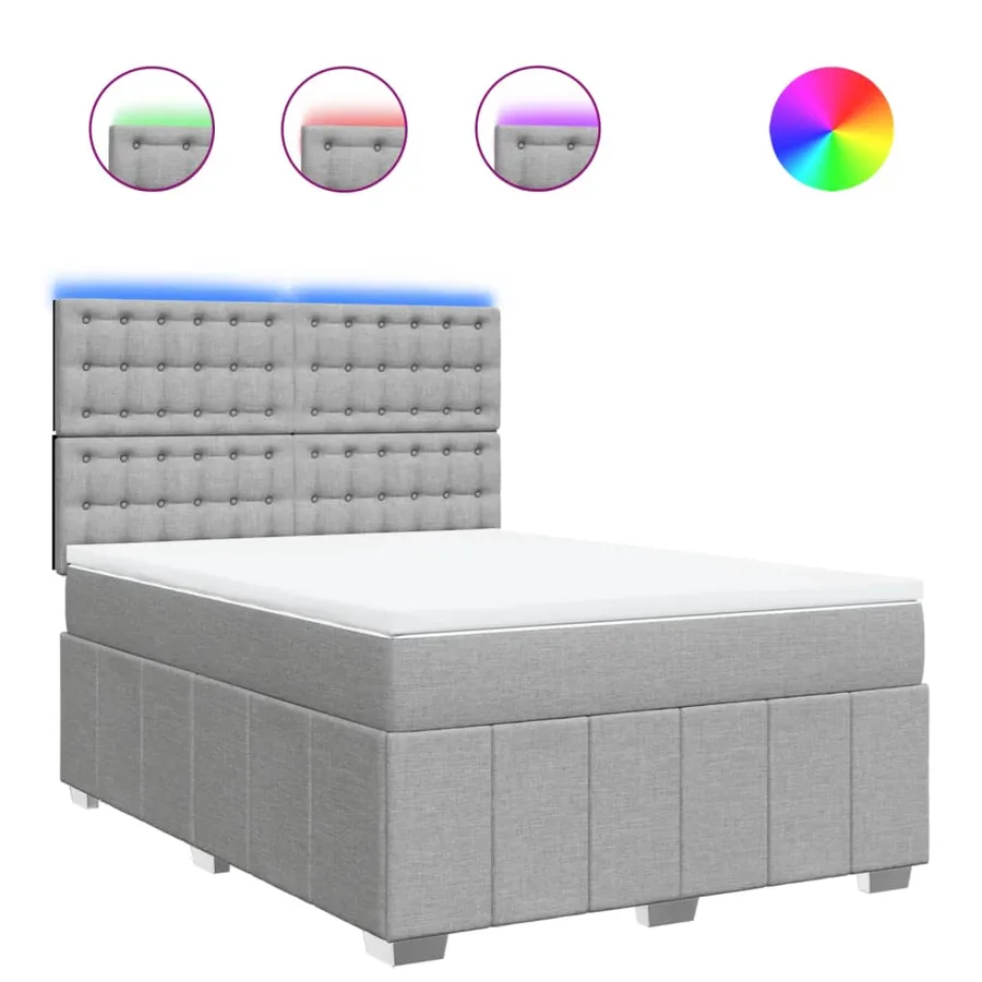 Sommier à lattes de lit avec matelas Gris clair 160x200cm Tissu - 2