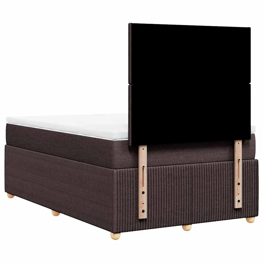 Sommier à lattes de lit et matelas marron foncé 120x190cm tissu - 8