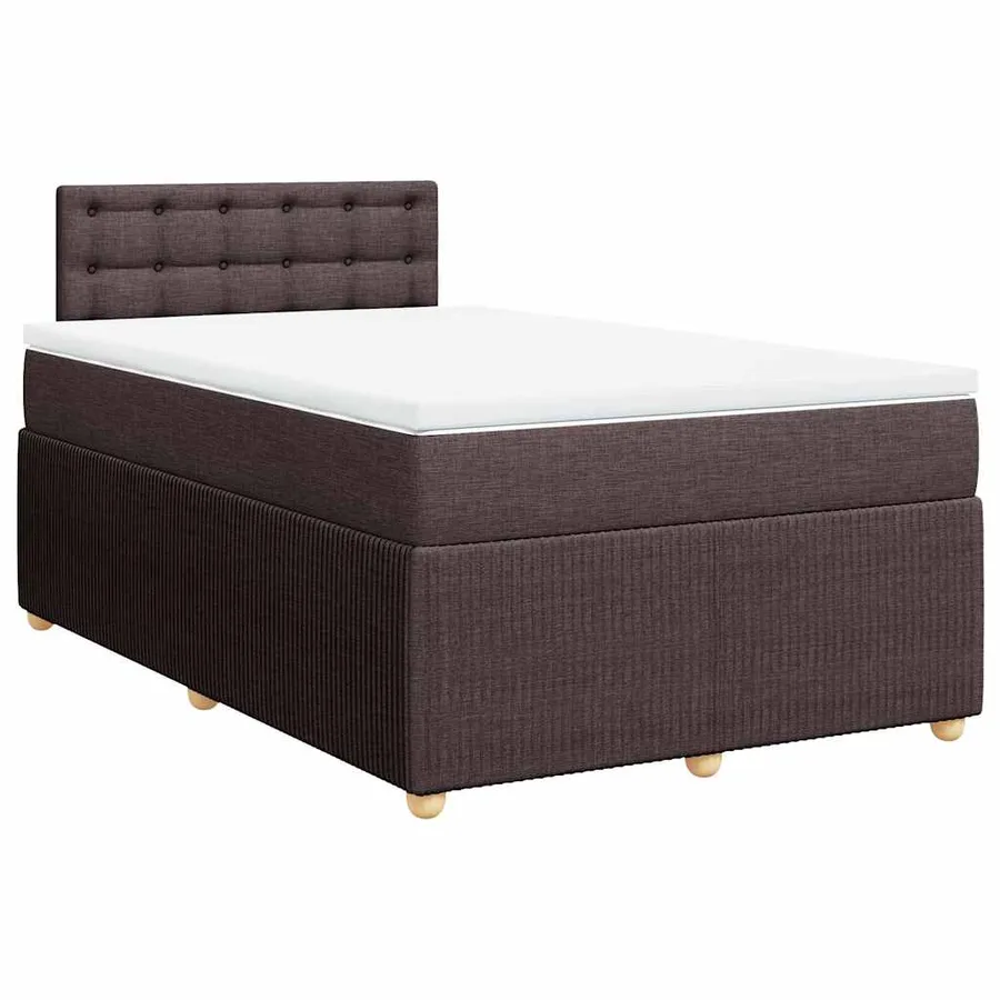 Sommier à lattes de lit et matelas marron foncé 120x190cm tissu - 3