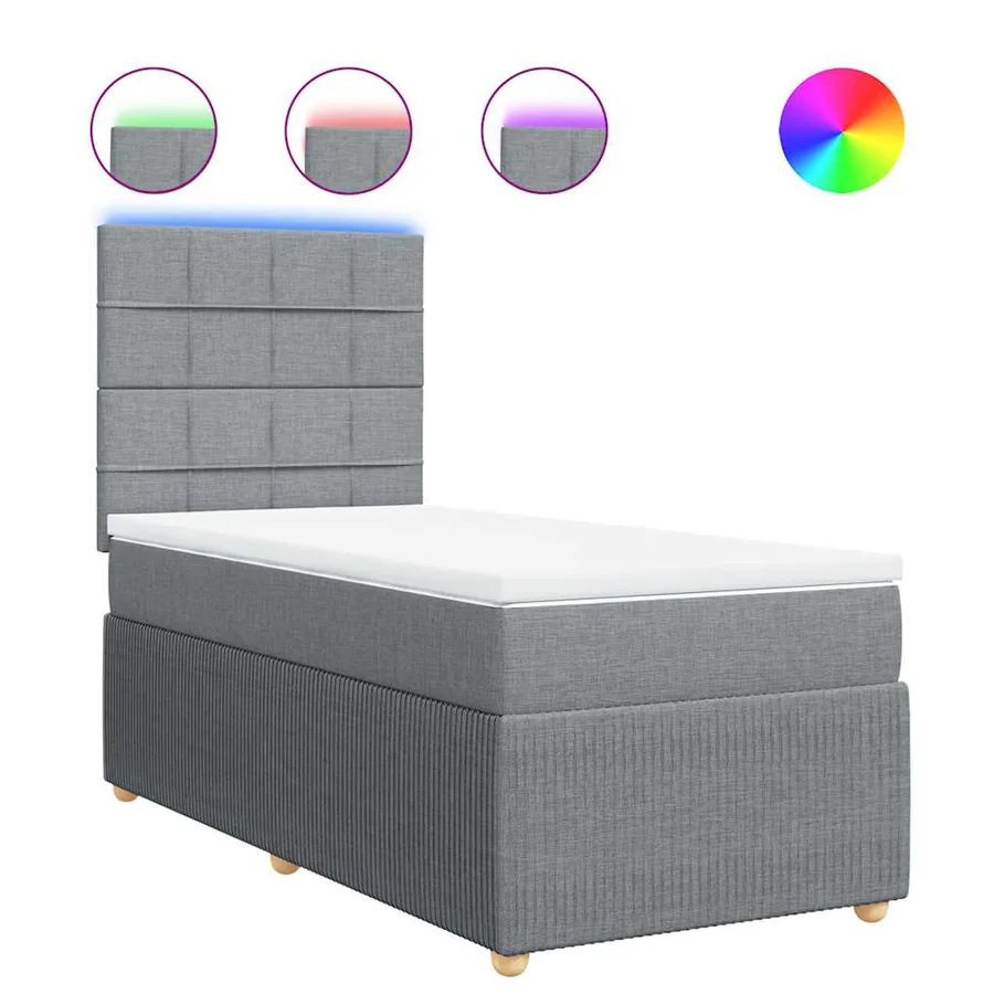 Sommier à lattes de lit avec matelas Gris clair 90x200 cm Tissu - 2