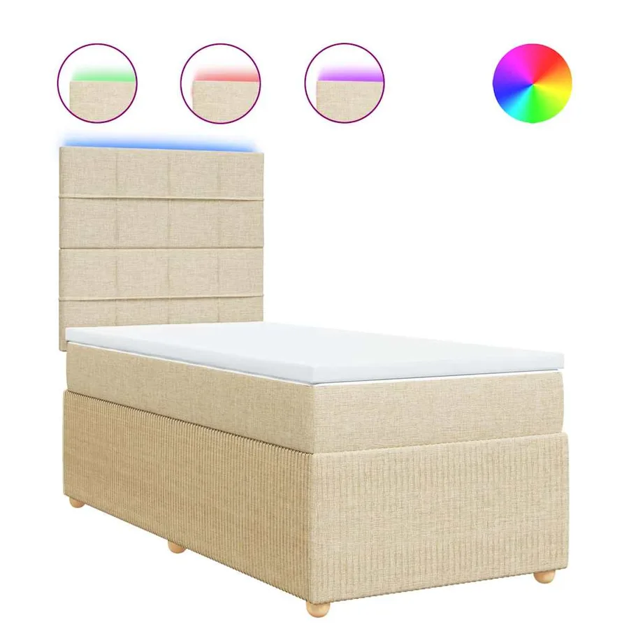 Sommier à lattes de lit avec matelas Crème 100x200 cm Tissu - 2
