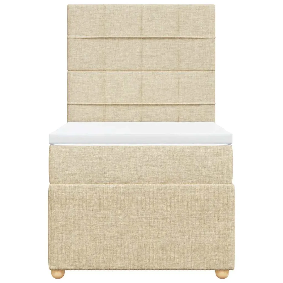 Sommier à lattes de lit avec matelas Crème 100x200 cm Tissu - 6
