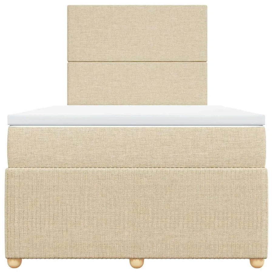 Sommier à lattes de lit avec matelas crème 120x190 cm tissu - 6