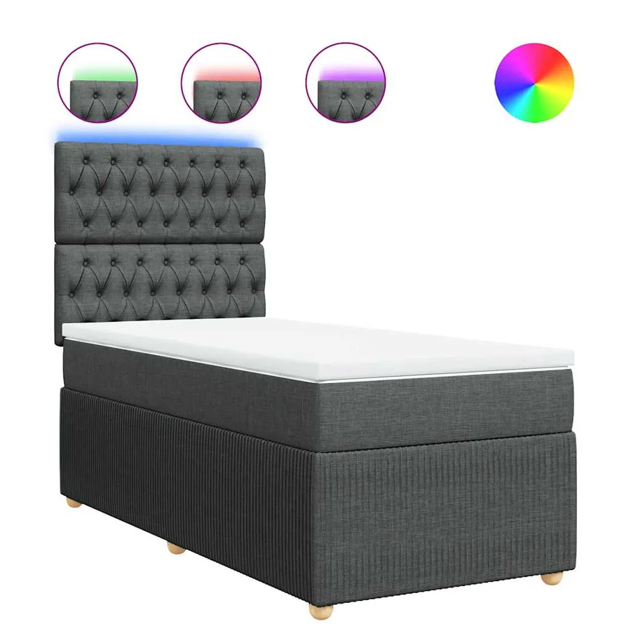Sommier à lattes de lit avec matelas Gris foncé 90x200 cm Tissu - 2
