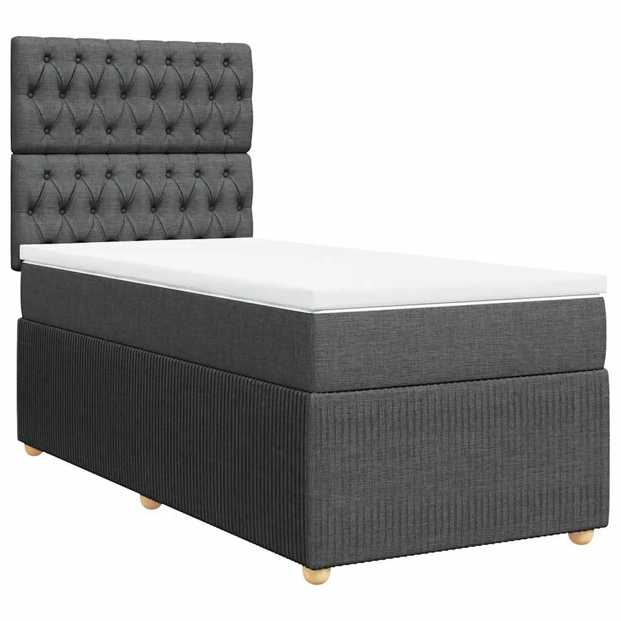 Sommier à lattes de lit avec matelas Gris foncé 90x200 cm Tissu - 3