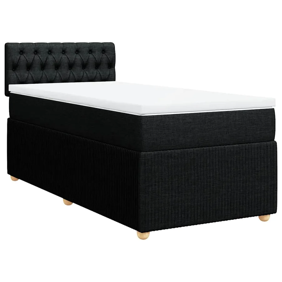 Sommier à lattes de lit avec matelas Noir 90x200 cm Tissu - 3
