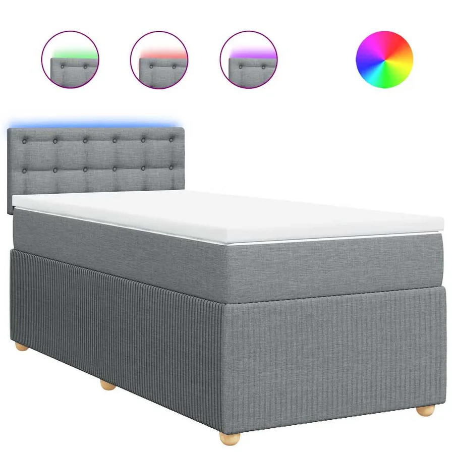 Sommier à lattes de lit avec matelas Gris clair 100x200cm Tissu - 2