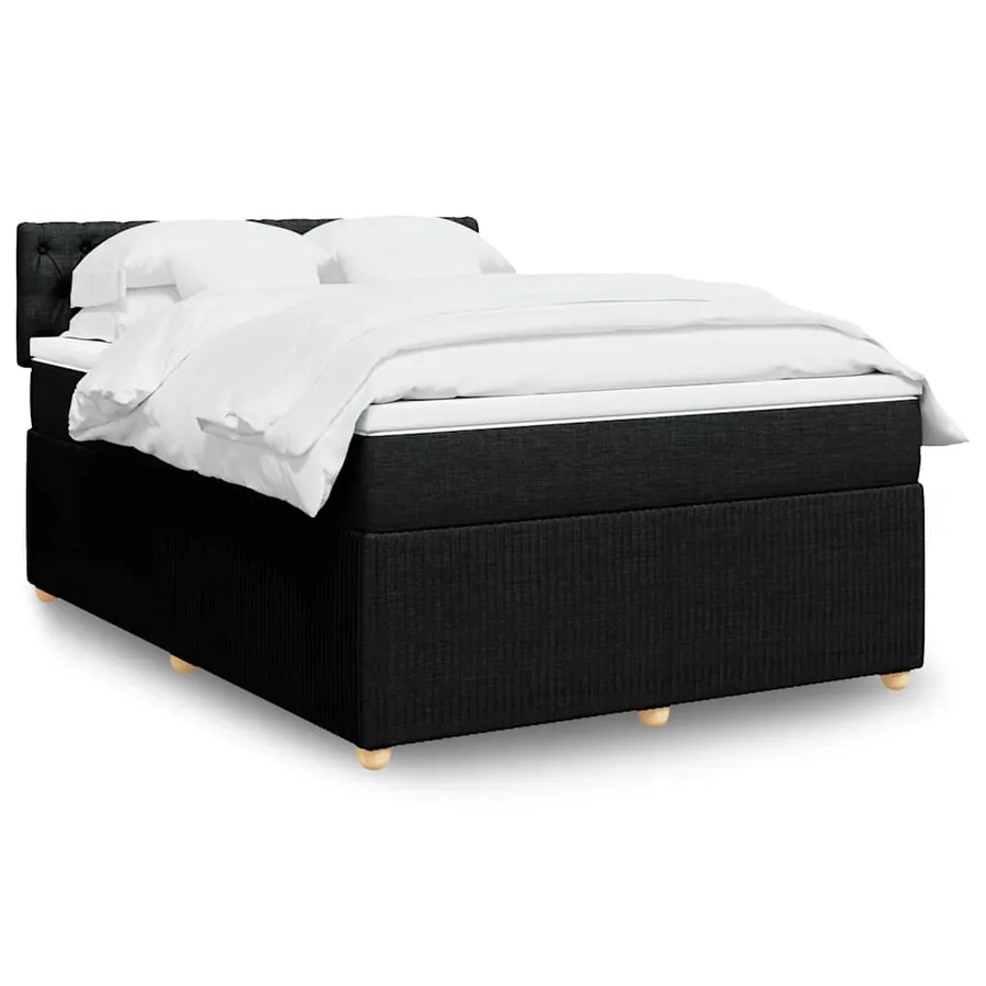 Sommier à lattes de lit avec matelas Noir 160x200 cm Tissu