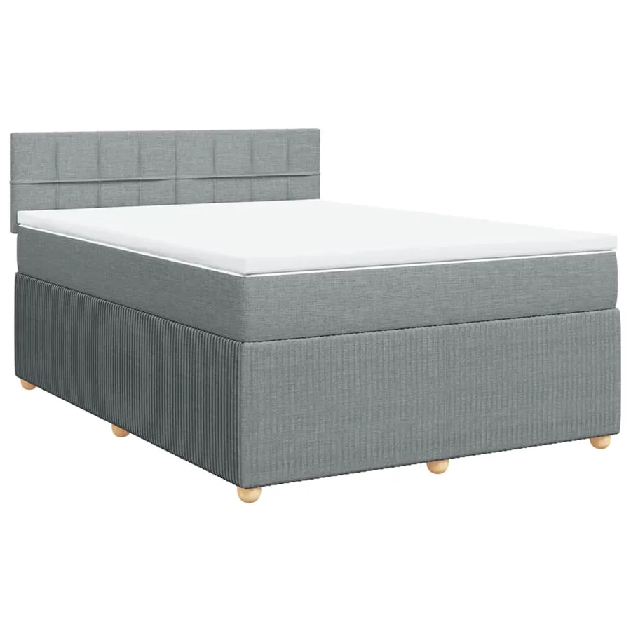 Sommier à lattes de lit avec matelas Gris clair 140x190cm Tissu - 2