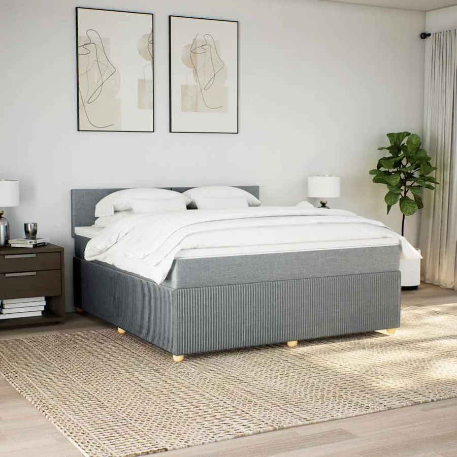 Sommier à lattes de lit avec matelas Gris clair 180x200cm Tissu - 3