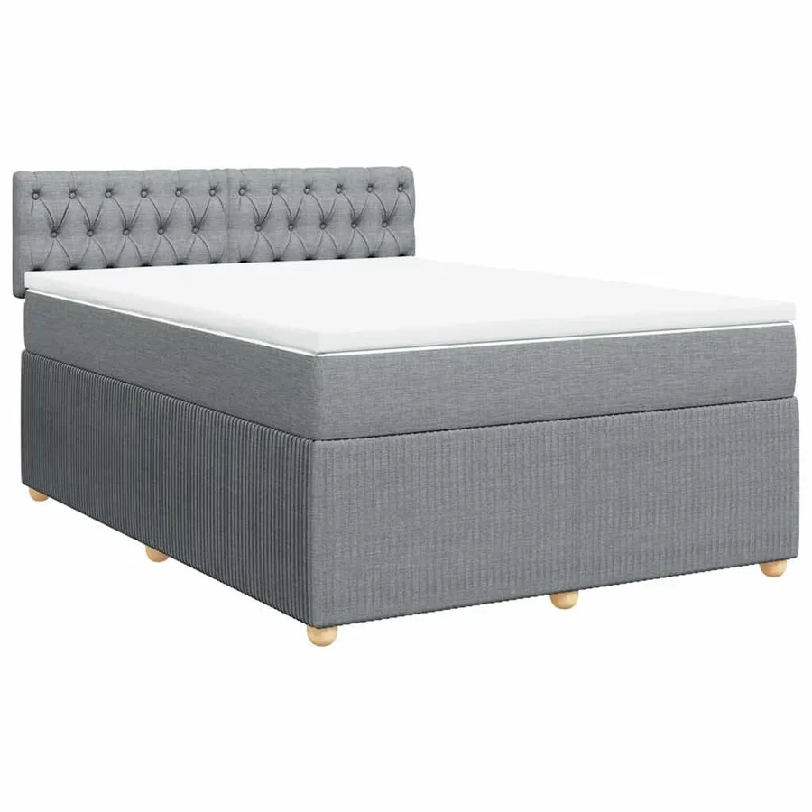 Sommier à lattes de lit avec matelas Gris clair 140x190cm Tissu - 2