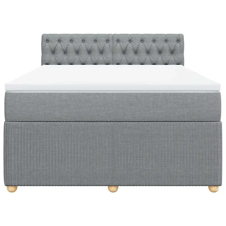 Sommier à lattes de lit avec matelas Gris clair 140x190cm Tissu - 4