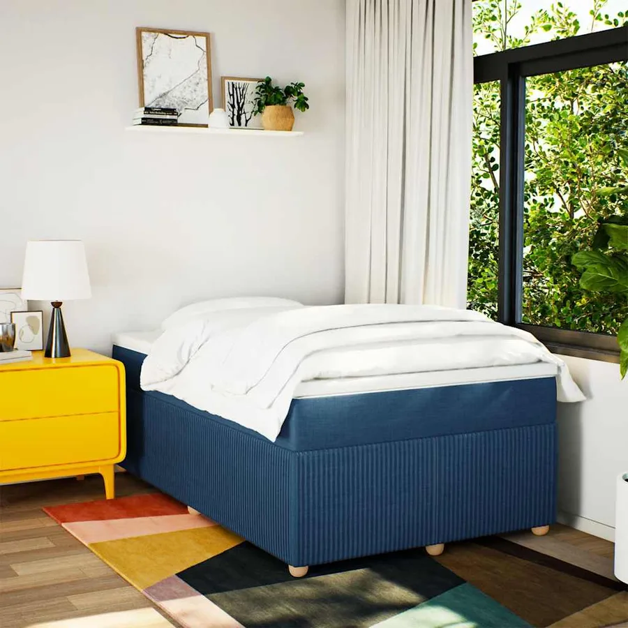 Sommier à lattes de lit avec matelas Bleu 120x200 cm Tissu - 3