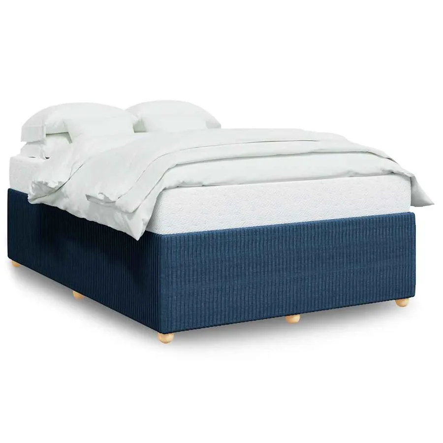 Cadre de lit sans matelas bleu 140x200 cm tissu - 2