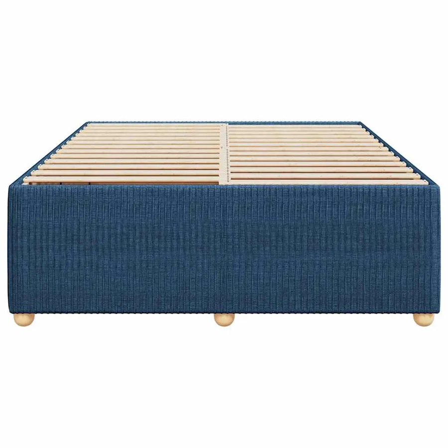 Cadre de lit sans matelas bleu 140x200 cm tissu - 4