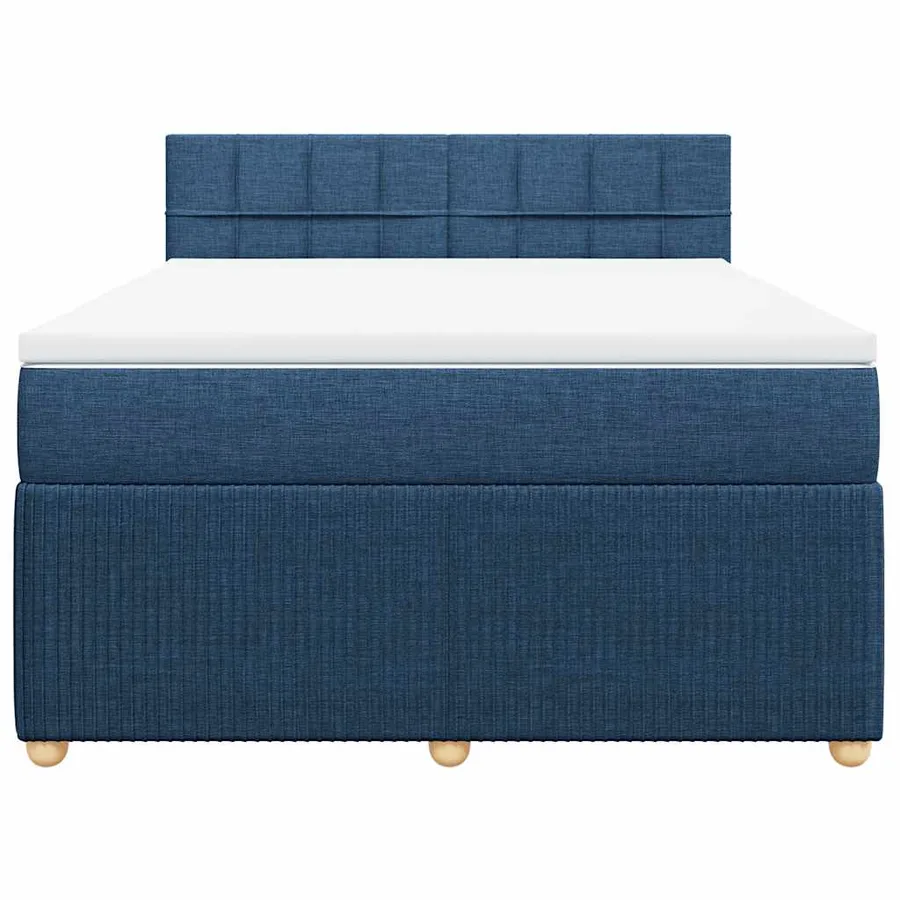 Sommier à lattes de lit avec matelas Bleu 140x200 cm Tissu - 4