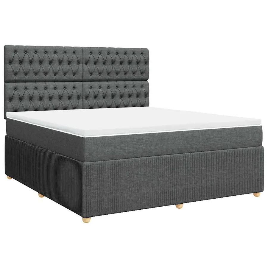 Sommier à lattes de lit avec matelas Gris foncé 180x200cm Tissu - 2