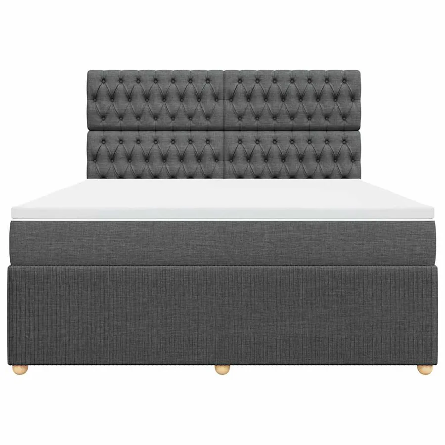 Sommier à lattes de lit avec matelas Gris foncé 180x200cm Tissu - 4
