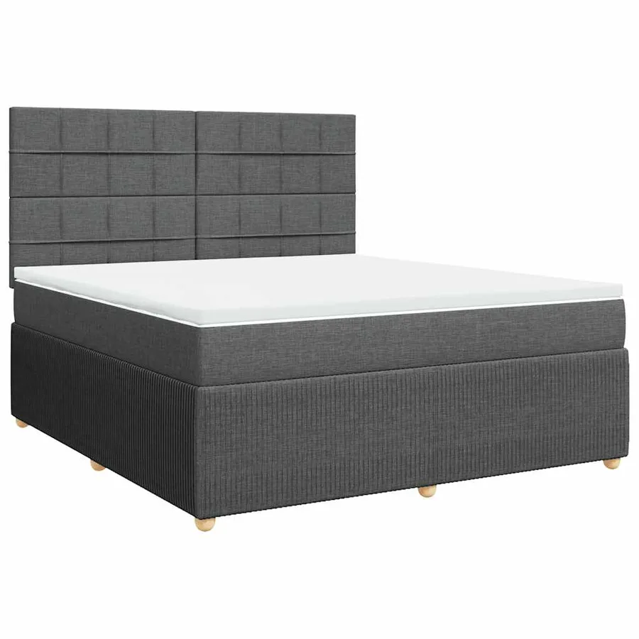 Sommier à lattes de lit avec matelas Gris foncé 180x200cm Tissu - 2