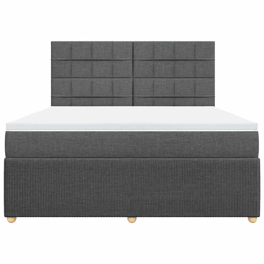 Sommier à lattes de lit avec matelas Gris foncé 180x200cm Tissu - 4