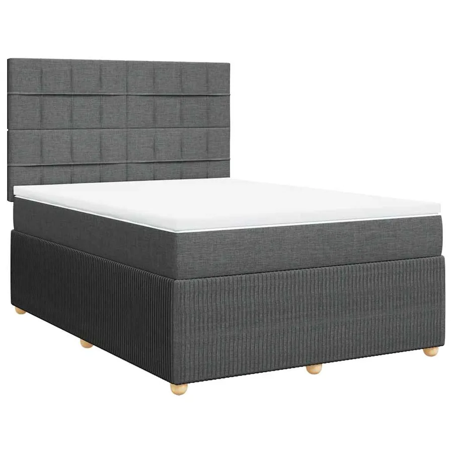 Sommier à lattes de lit avec matelas Gris foncé 140x190cm Tissu - 2