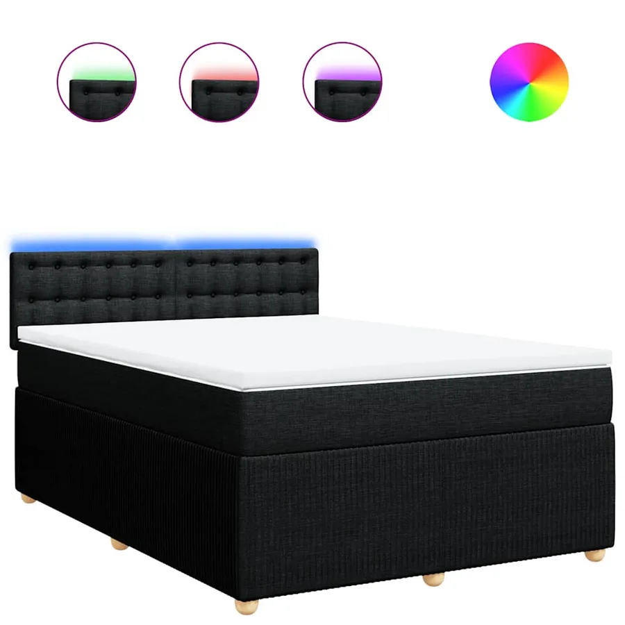 Sommier à lattes de lit avec matelas Noir 160x200 cm Tissu - 2
