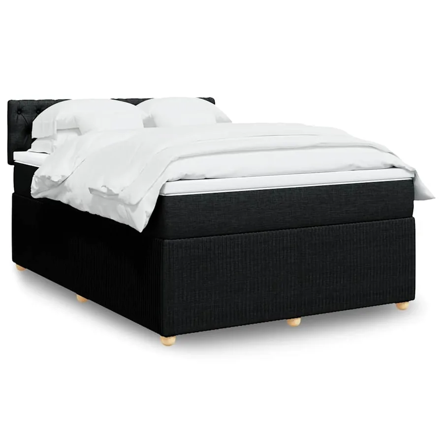 Sommier à lattes de lit avec matelas Noir 160x200 cm Tissu