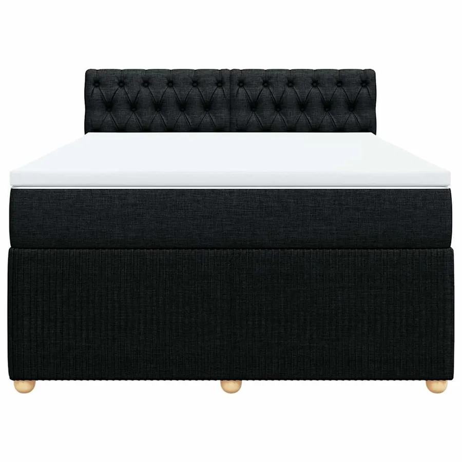 Sommier à lattes de lit avec matelas Noir 160x200 cm Tissu - 6