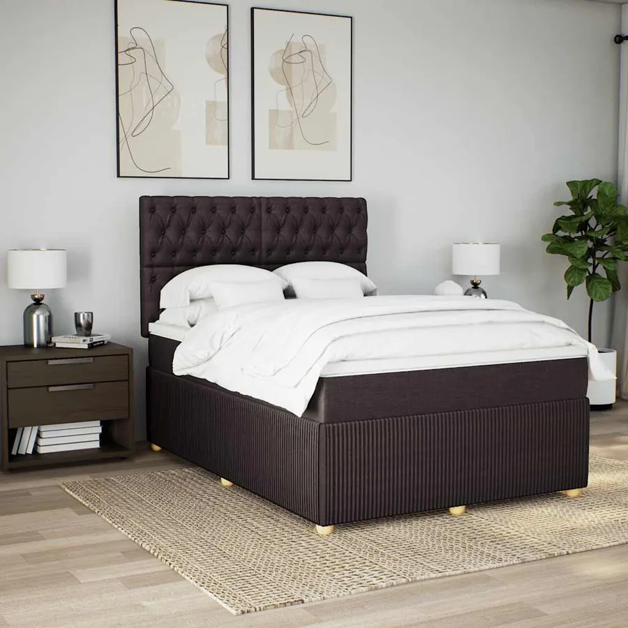 Sommier à lattes de lit avec matelas Marron foncé 140x200 cm - 5