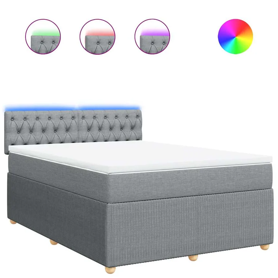 Sommier à lattes de lit avec matelas Gris clair 140x200cm Tissu - 2