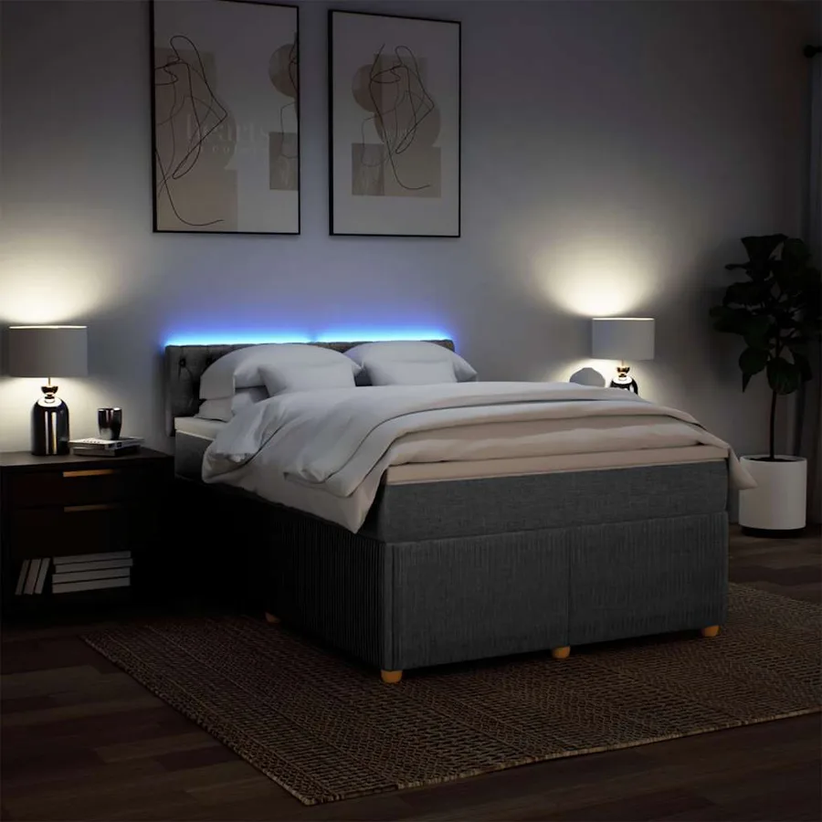 Sommier à lattes de lit avec matelas Gris clair 140x200cm Tissu - 5