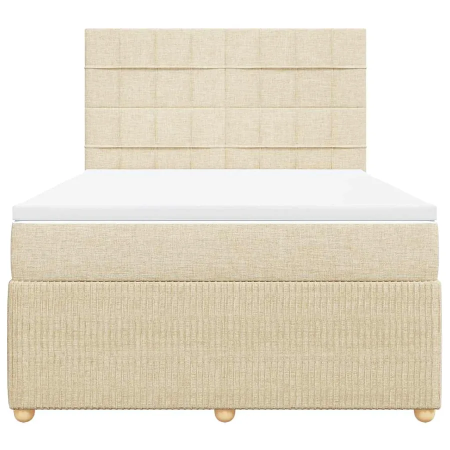 Sommier à lattes de lit avec matelas Crème 140x200 cm Tissu - 4