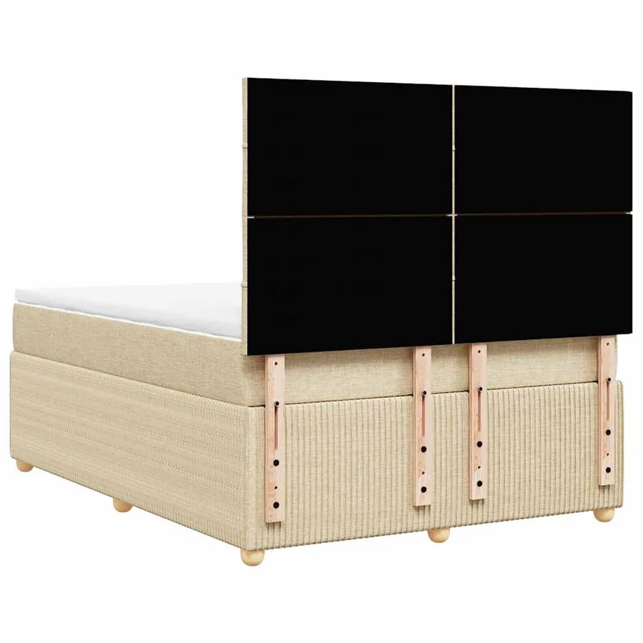Sommier à lattes de lit avec matelas Crème 140x200 cm Tissu - 6