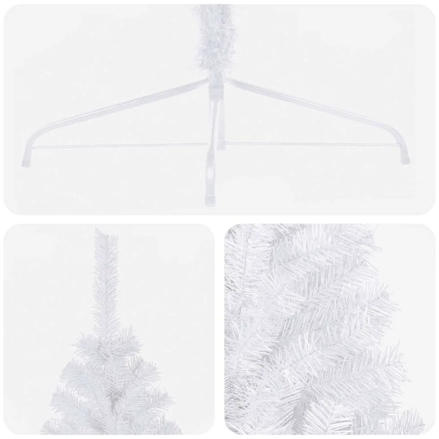 Demi-arbre de Noël artificiel pré-éclairé et boules blanc 210cm - 13