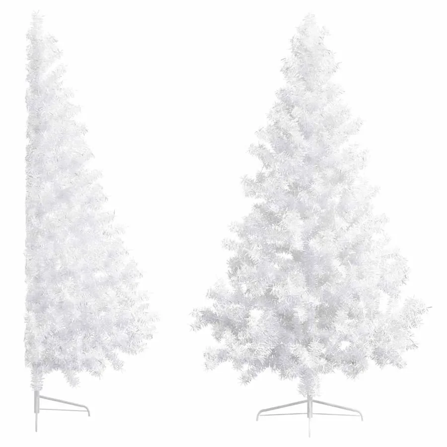 Demi-arbre de Noël artificiel pré-éclairé et boules blanc 210cm - 4