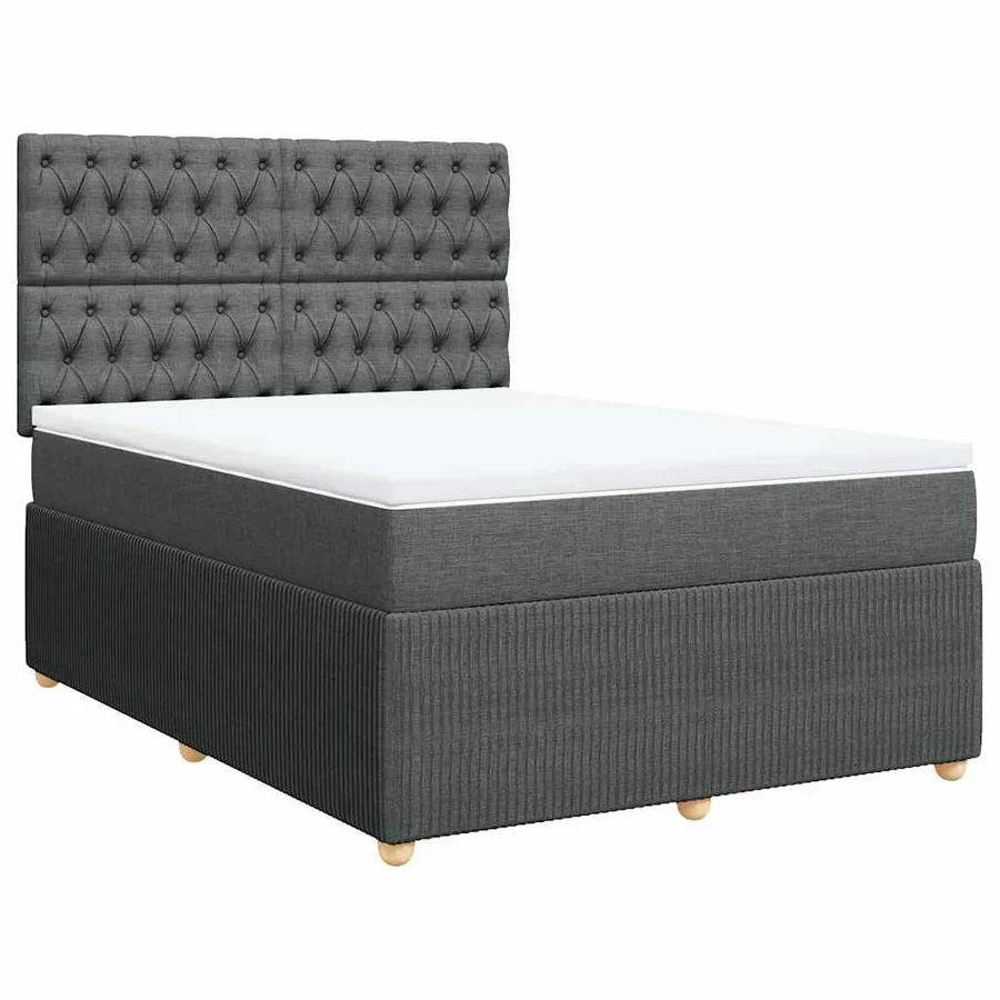 Sommier à lattes de lit avec matelas Gris foncé 160x200cm Tissu - 2