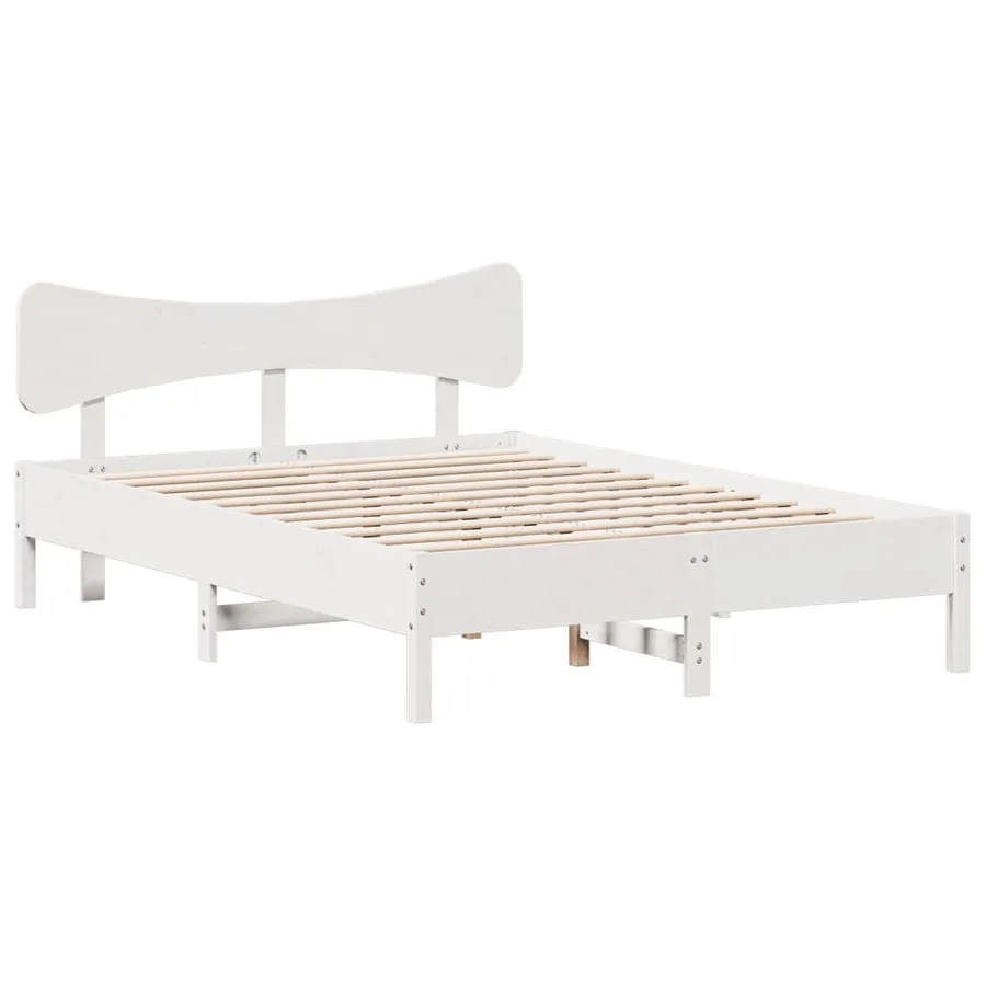 Cadre de lit sans matelas blanc 140x190 cm bois de pin massif - 2