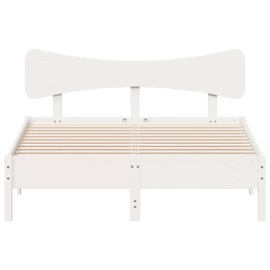 Cadre de lit sans matelas blanc 140x190 cm bois de pin massif - 4