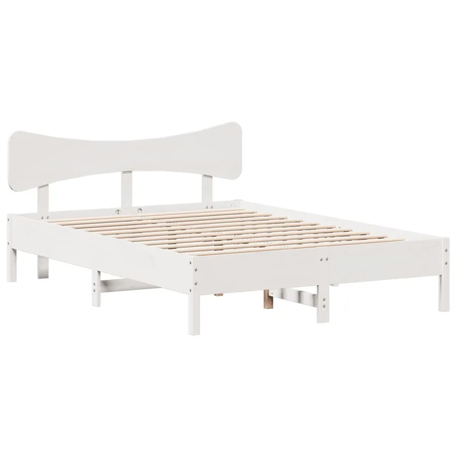 Cadre de lit sans matelas blanc 120x190 cm bois de pin massif - 2