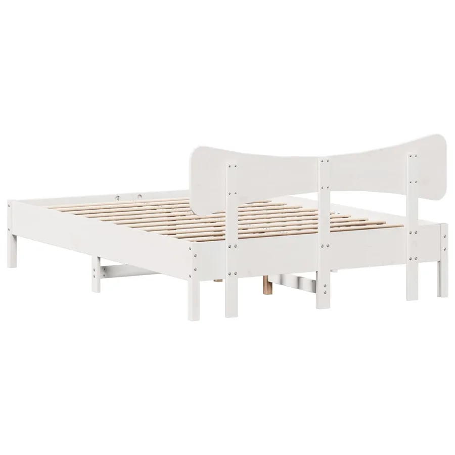 Cadre de lit sans matelas blanc 120x190 cm bois de pin massif - 8