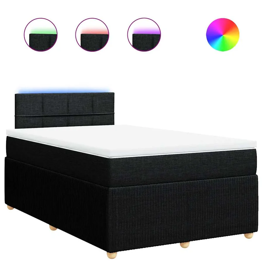 Sommier à lattes de lit avec matelas Noir 120x200 cm Tissu - 2