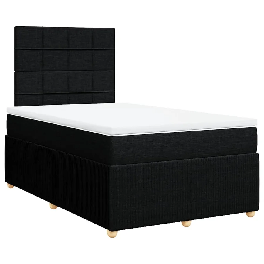 Sommier à lattes de lit avec matelas Noir 120x200 cm Tissu - 2