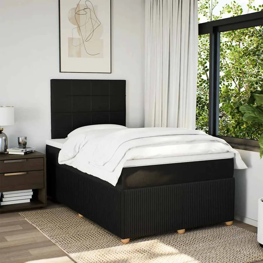 Sommier à lattes de lit avec matelas Noir 120x200 cm Tissu - 3