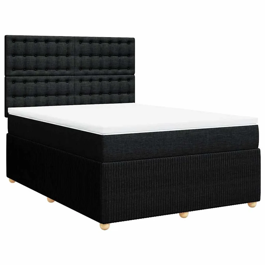 Sommier à lattes de lit avec matelas Noir 140x190 cm Tissu - 2