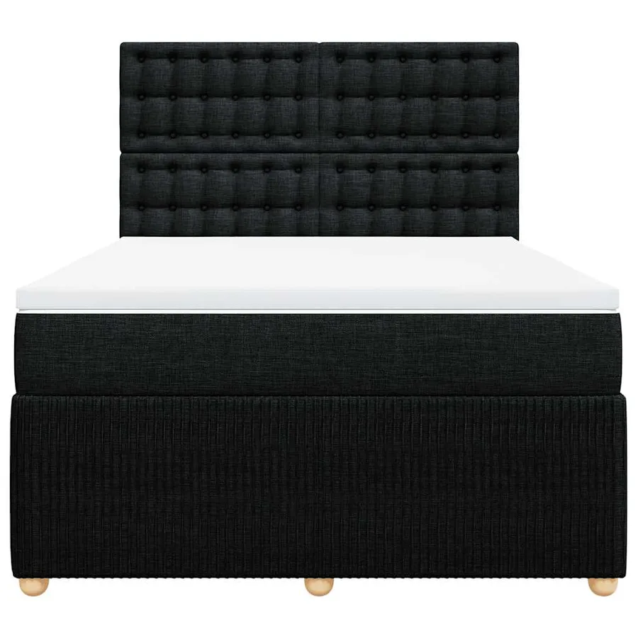 Sommier à lattes de lit avec matelas Noir 140x190 cm Tissu - 4