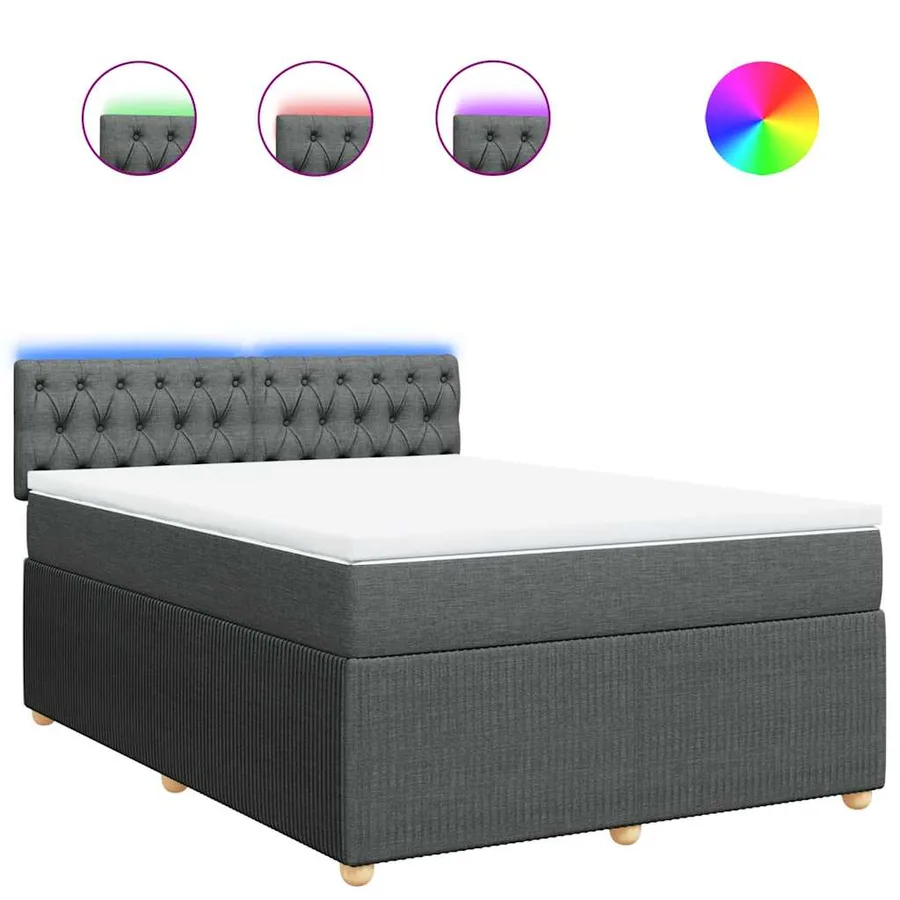 Sommier à lattes de lit avec matelas Gris foncé 140x190cm Tissu - 2