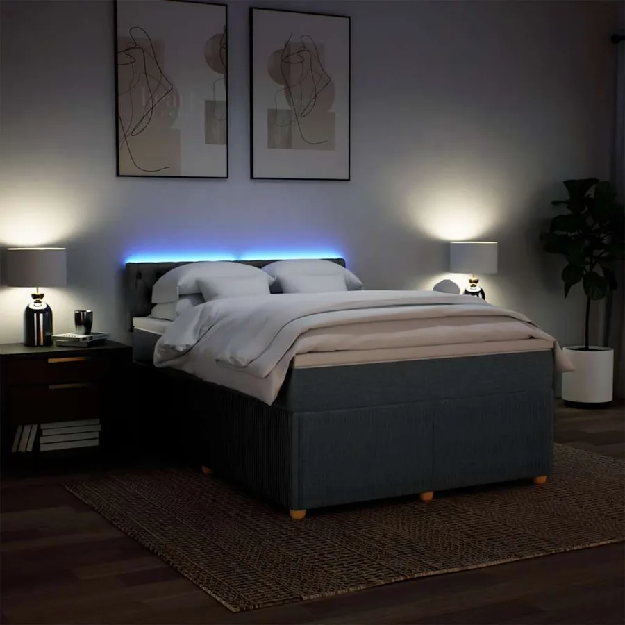 Sommier à lattes de lit avec matelas Gris foncé 140x190cm Tissu - 5