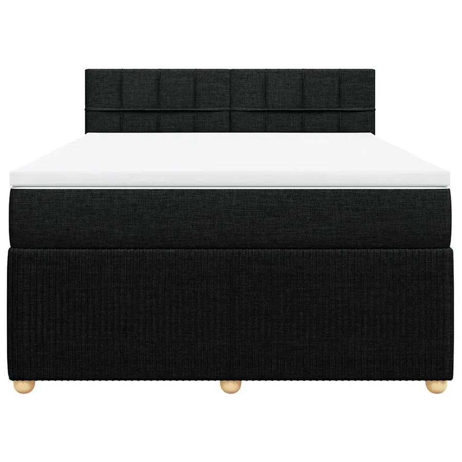 Sommier à lattes de lit avec matelas Noir 140x190 cm Tissu - 4